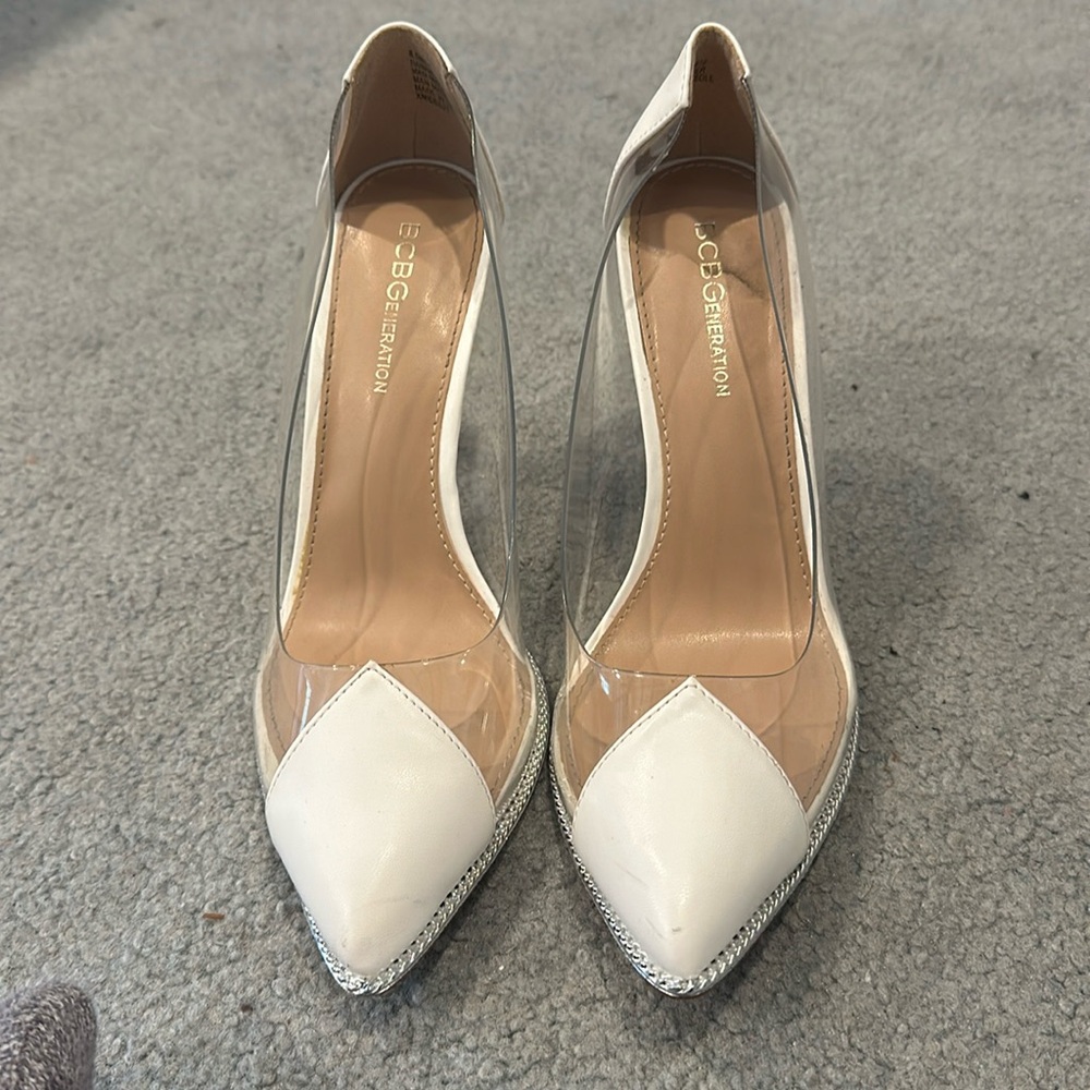 BCBG White Heels, in good condition